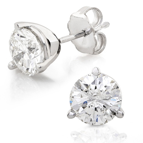 Round Brilliant Diamond Studs set in 14K White Gold