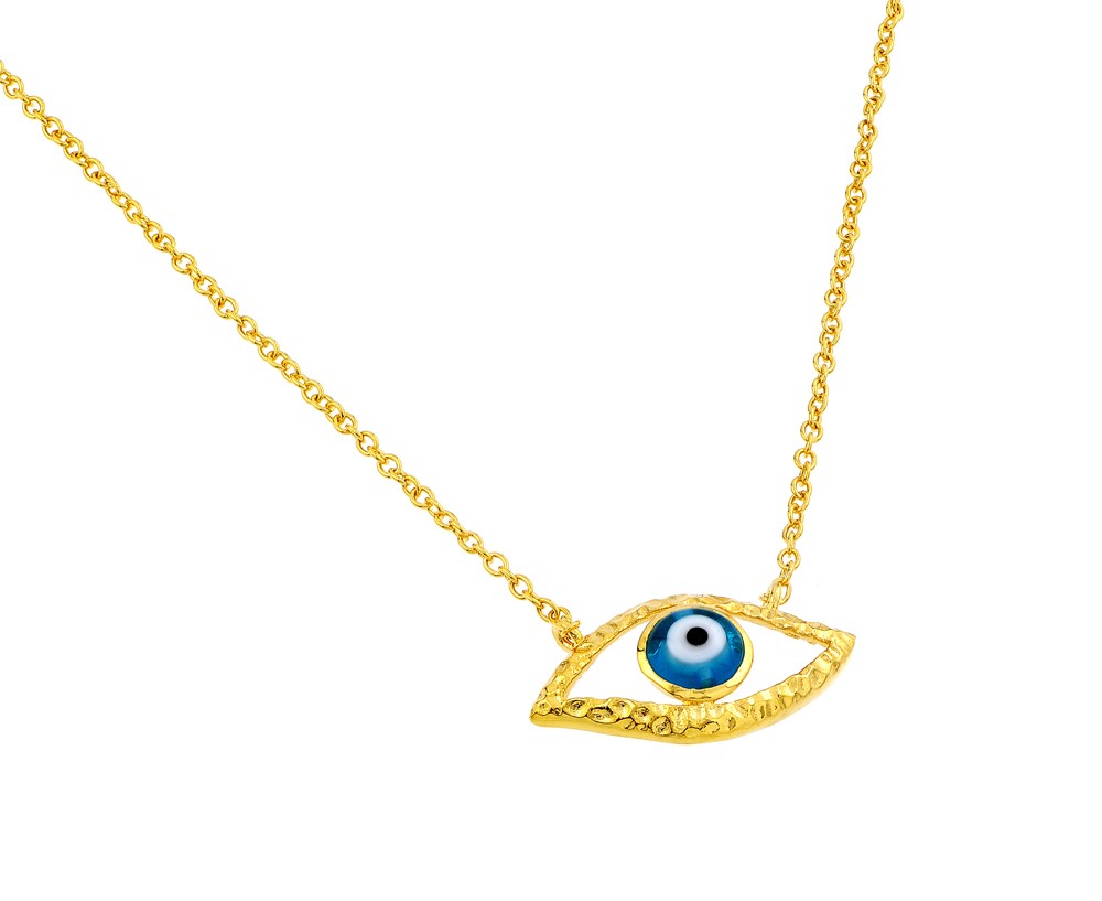 Sterling Silver "EVIL EYE" Necklace Yellow Gold Plated