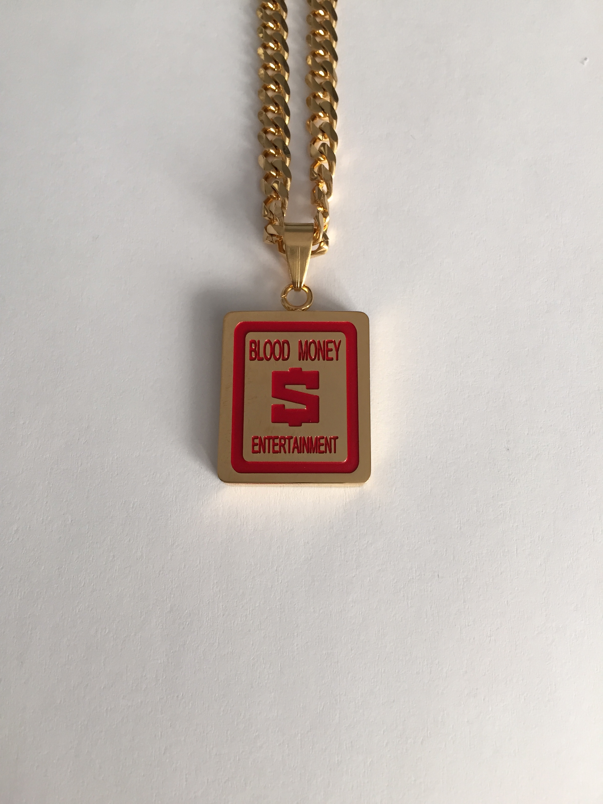 Blood Mooney Pendant 1" Yellow Gold Plated