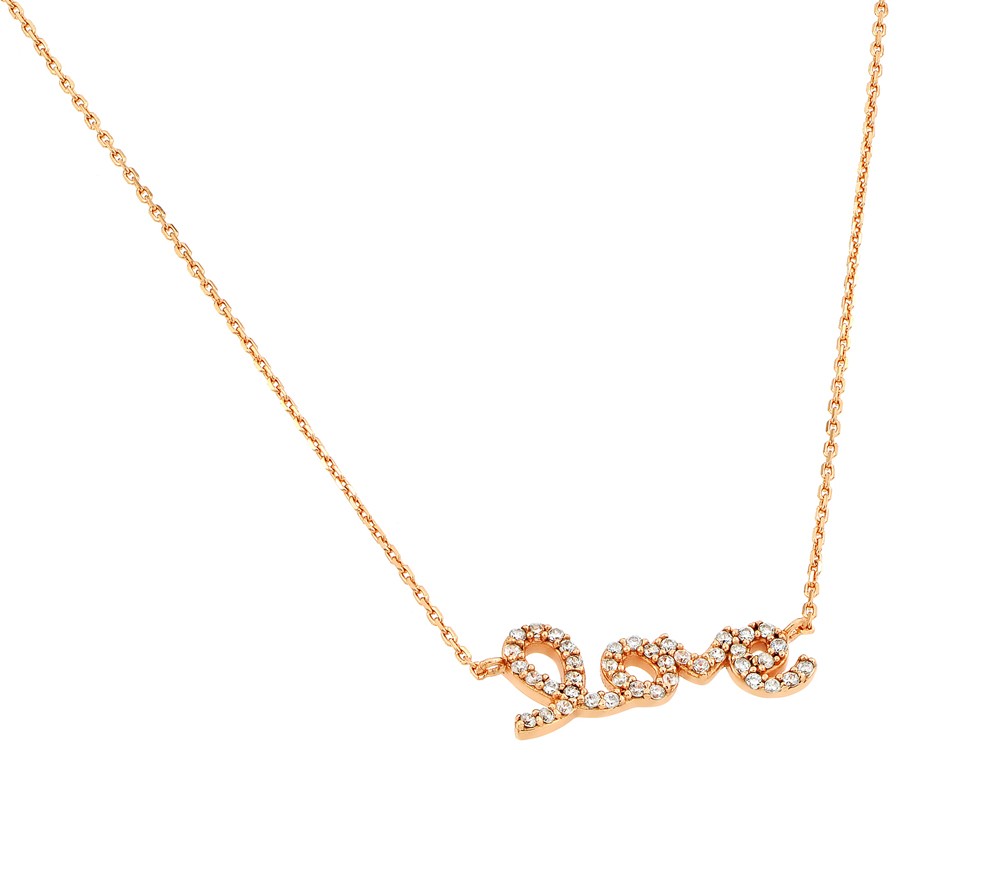 Sterling Silver Script "LOVE" Necklace Rose Gold Plated