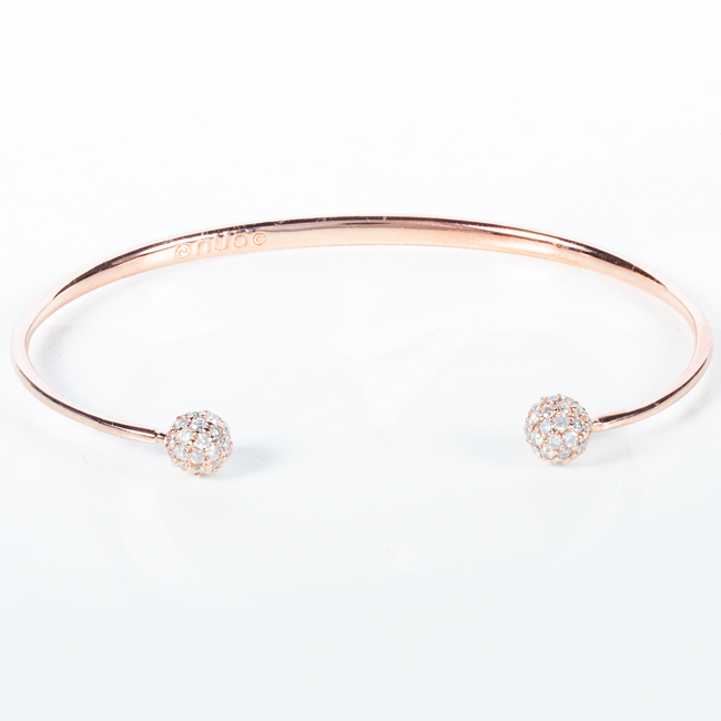 14K Rose Gold Ladies Diamond Bangle 1ct TW