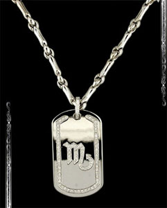 Scorpio Zodiac Sign Dogtag in 14K White Gold