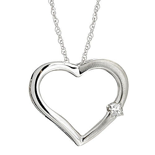 Diamond Heart Pendant in 14k White Gold