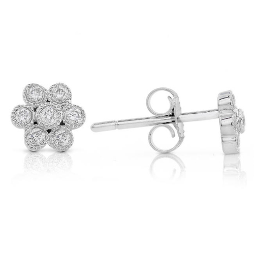 Diamond Floral Earrings 14k White Gold 0.15ct TW