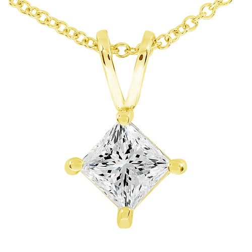 Princess Cut Diamond Solitaire Pendant in 14K 1/3ct TW