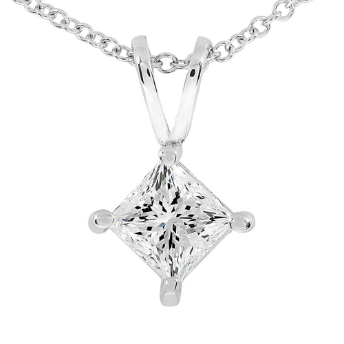 Princess Cut Diamond Solitaire Pendant in 14K, 1/2ct TW