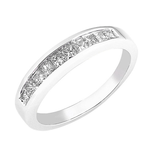 Princess Cut Diamond Band in14k White Gold 1/3ct TW