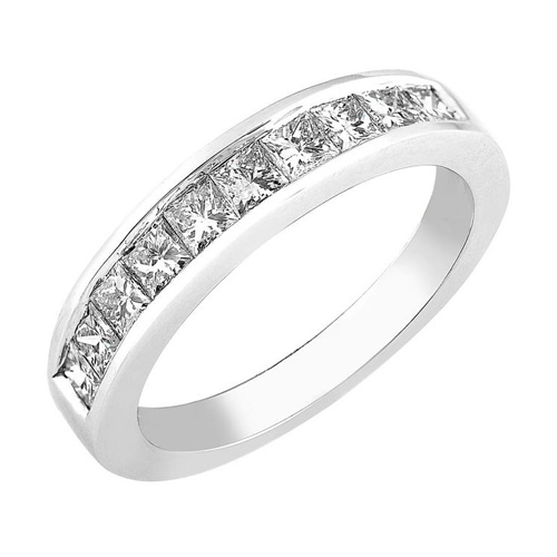 Princess Cut Diamond Band 14K White Gold 1ct TW