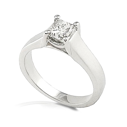 Princess-cut Diamond Solitaire Ring in 14k White Gold 3/4ct