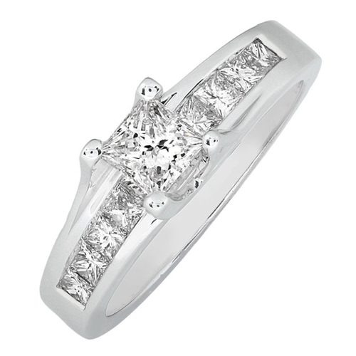 Princess Cut Diamond Ring in 14k White Gold 1ct TW - Click Image to Close