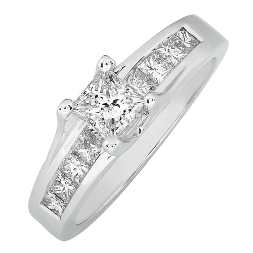 floating wedding ring princess cut