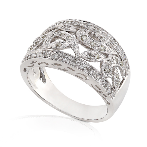 Wide Diamond Band in 14k White Gold 1/2ct TW