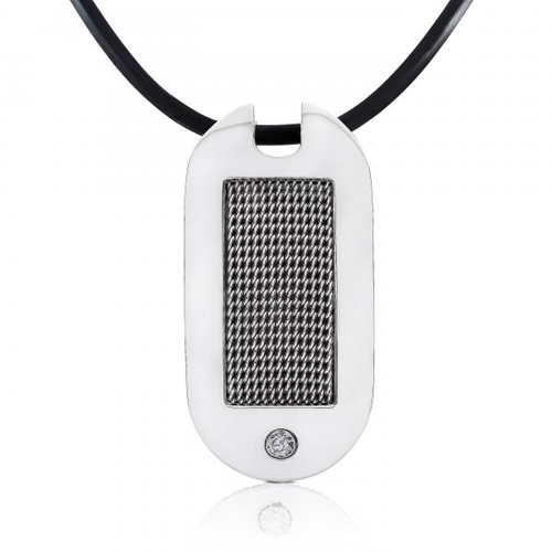 Stainless Steel Men's DogTag with a 1/10ct Diamond