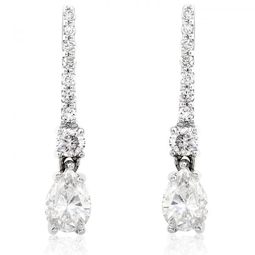 Pear Shape Diamond Drop Earrings in 14K White Gold 5/8ctTW