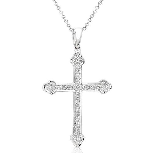 Diamond Cross Pendant in 14k White Gold 1/3ct TW