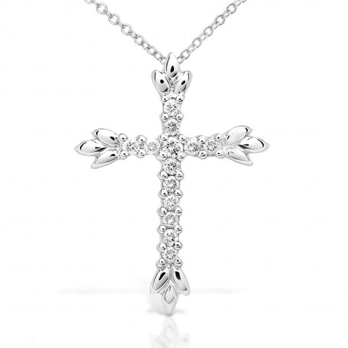 Diamond Cross Pendant in 14k White Gold 1/4ct TW