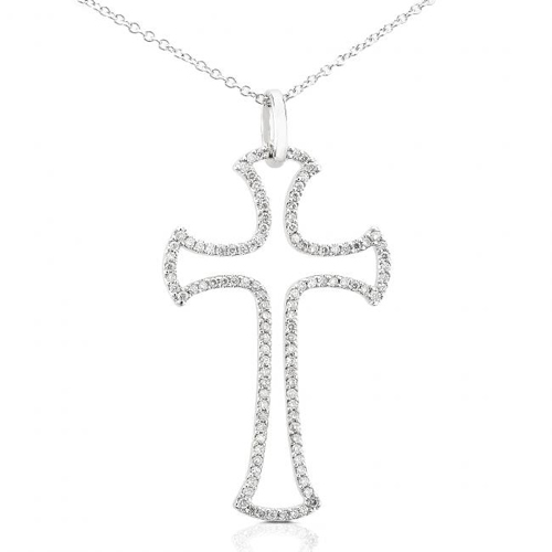 Diamond Cross Pendant in 14kt White Gold 3/8ct TW