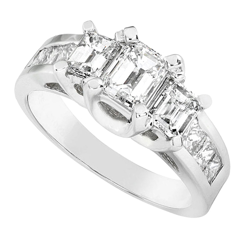 Certified Emerald Cut Diamond Engagement Ring in 14k 2ct TW