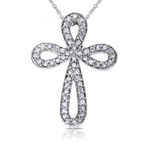 Diamond Cross Pendant in 14k White Gold 2/5ct TW