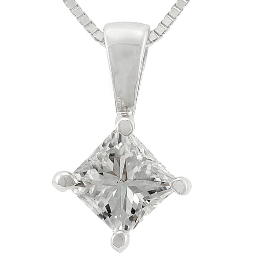 Princess Cut Diamond Solitaire Pendant in 14K, 1/2ct TW