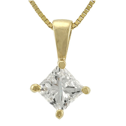 Princess Cut Diamond Solitaire Pendant in 14K, 1/2ct TW