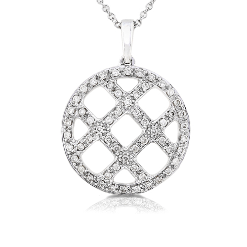 Diamond Criss Cross Designer Style Pendant set in 14K 1/3ct TW