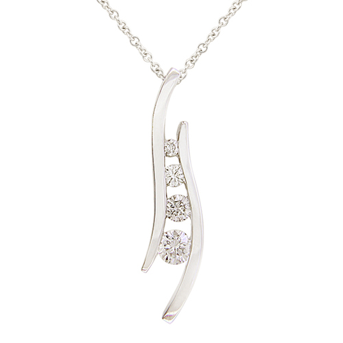 Diamond Journey Pendant in 14k White Gold 1/3ct TW