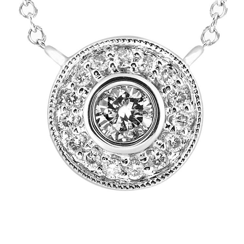 Round Diamond Pendant in 14k White Gold 1/3ct TW