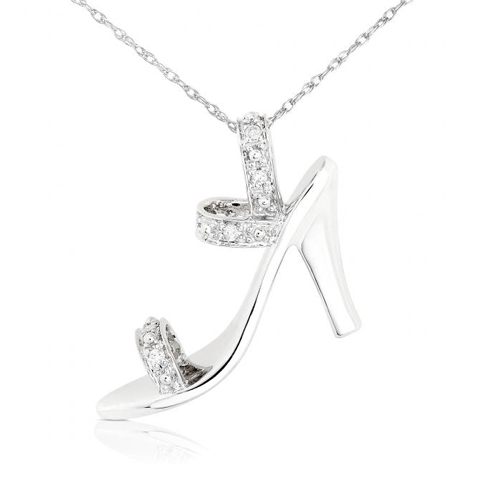 High Heel Diamond Pendant in 14k White Gold 1/20ct TW