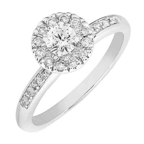 Round Brillant Diamond Engagement Ring in 14K White Gold 1/2ct