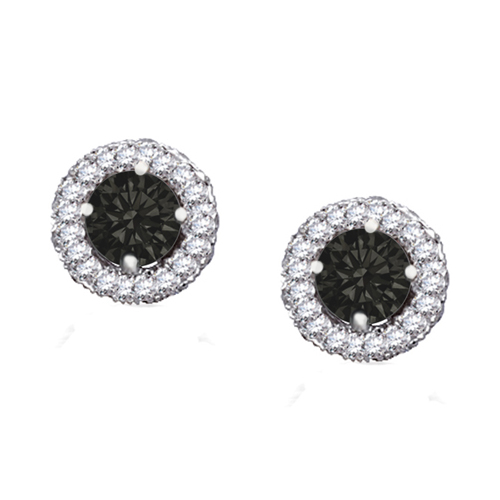 Black and White Diamond Studs in 14K White Gold