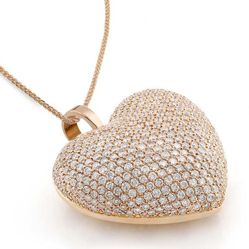 Domed Heart Pendant in 18K Rose Gold