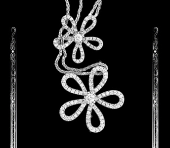 Women's Flowery Necklace in 14K White Gold - Click Image to Close