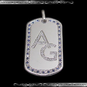 Dogtag with "AG" Initials in 14K White Gold
