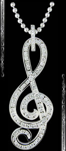 Ladies G Cleff Pendant in 14K White Gold