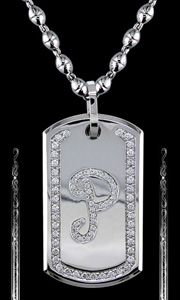 Ladies' size Dog Tag in 14K White Gold