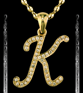 "K" Initial Pendant in 14K Yellow Gold