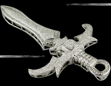 Sword Pendant in 14K White Gold